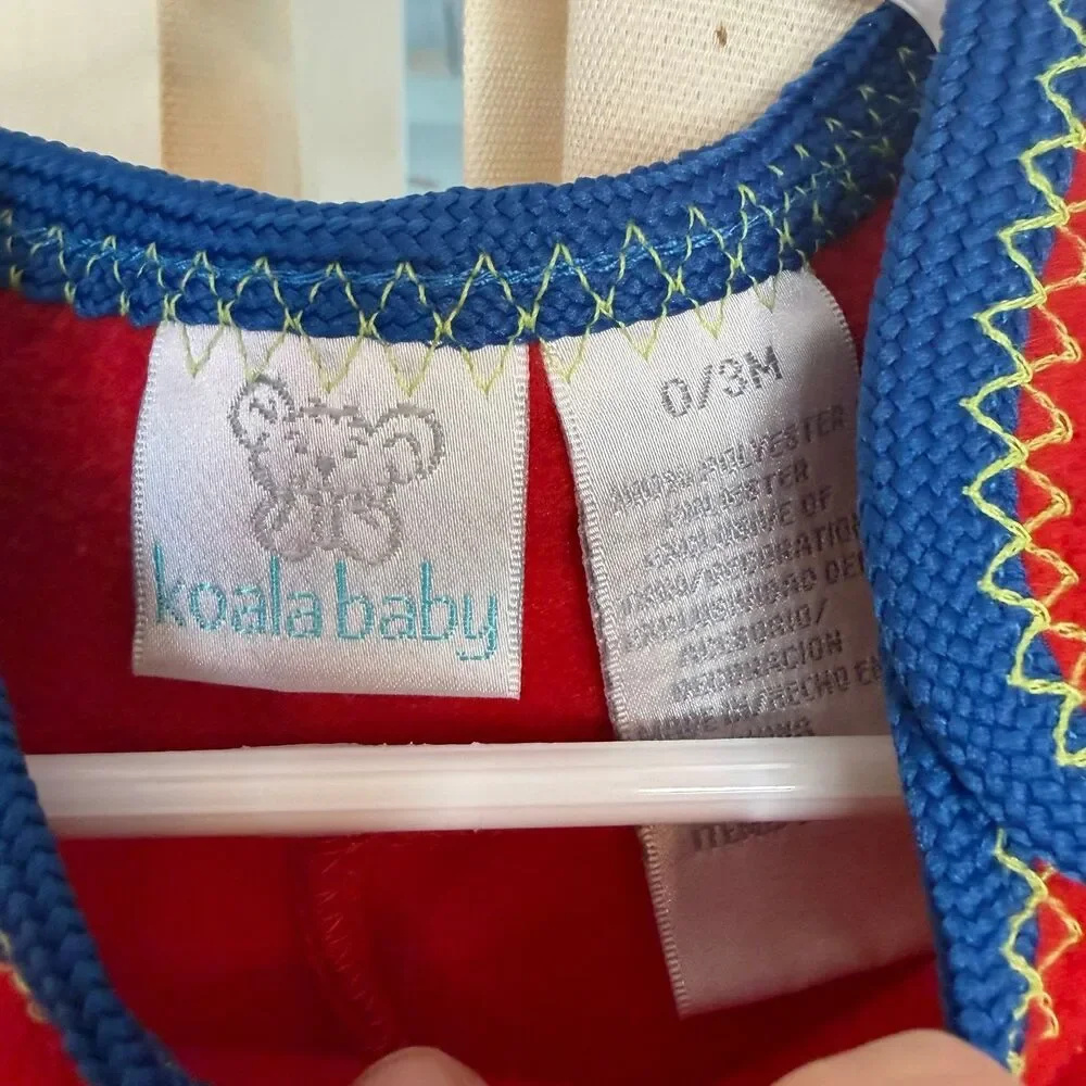 Vintage Y2K koala baby fleece footless bunting blue embroidered bugs 0/3 m